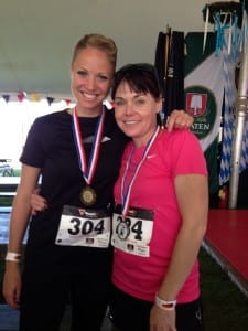 Lisa and I after Das Bier Run. We were both surprised we got medals in our age groups. 